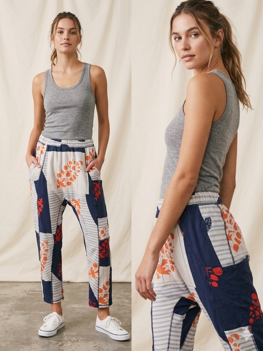 Free People FP Movement Keep It Up Patchwork Harem Lounge Pants Size S